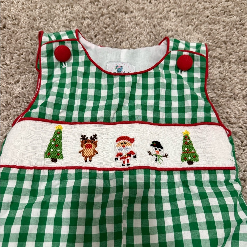 Smocked Christmas Jon Jon 12 Months